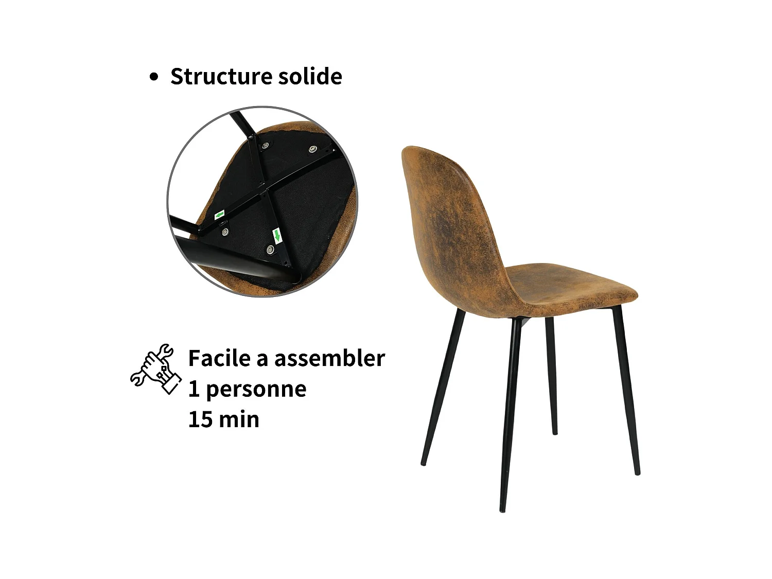 URBAN MEUBLE Ensemble table à manger chêne clair et 4 chaises suède brun