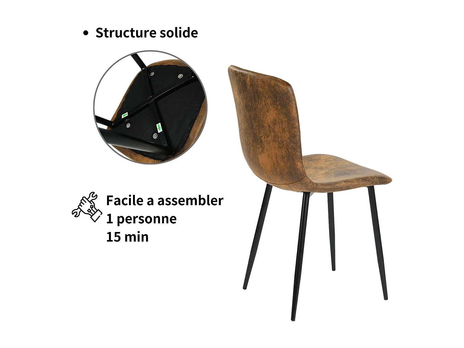 URBAN MEUBLE Ensemble table à manger chêne clair et 4 chaises suède brun