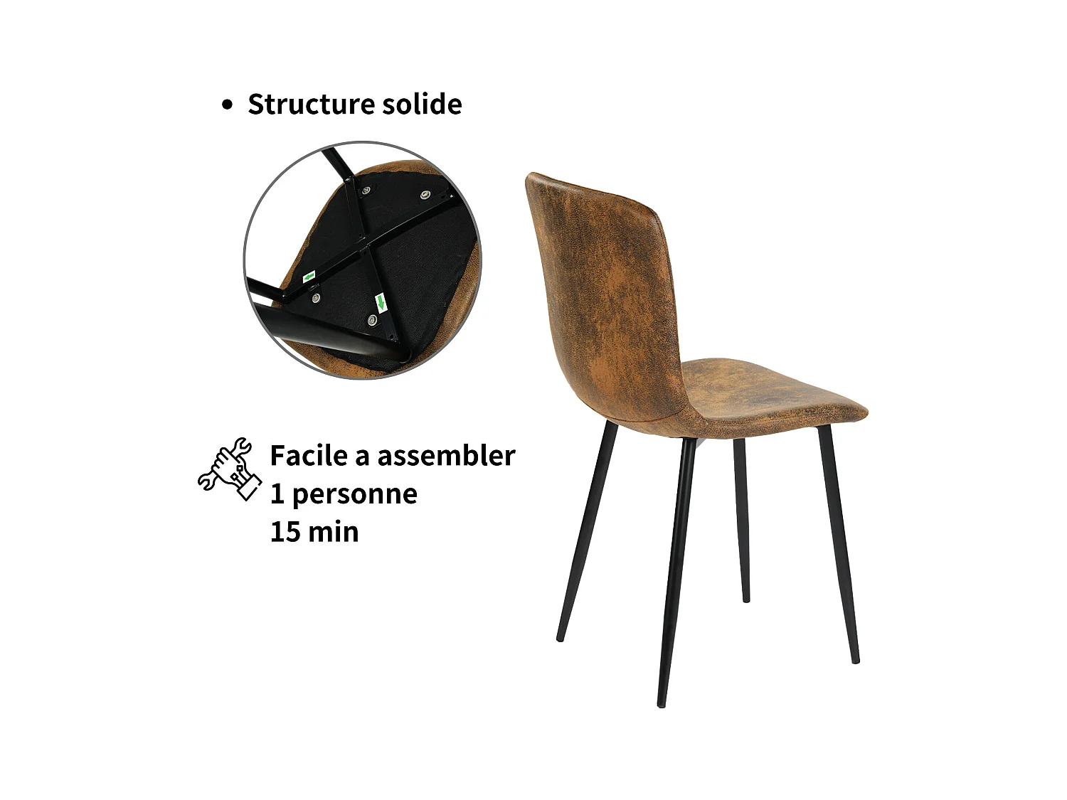URBAN MEUBLE Ensemble table à manger chêne clair et 4 chaises suède brun