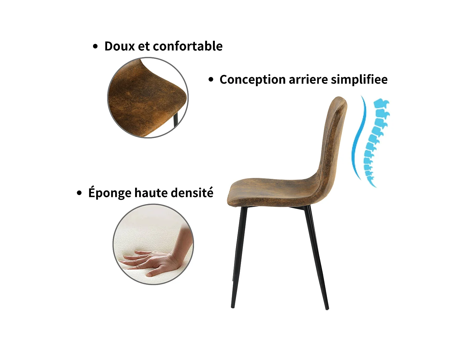 URBAN MEUBLE Ensemble table à manger chêne clair et 4 chaises suède brun