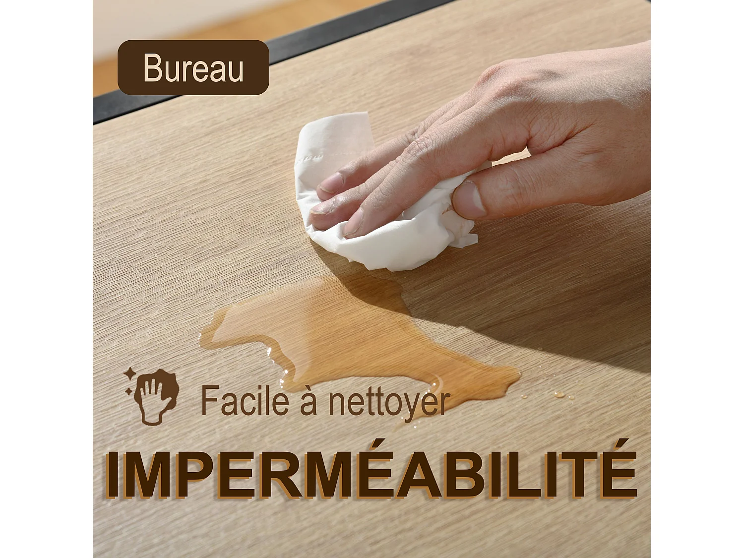 URBAN MEUBLE Ensemble table à manger chêne clair et 4 chaises suède brun