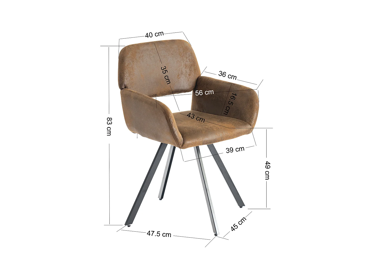 URBAN MEUBLE Ensemble table extensible effet marbre blanc et 4 chaises marron vintage