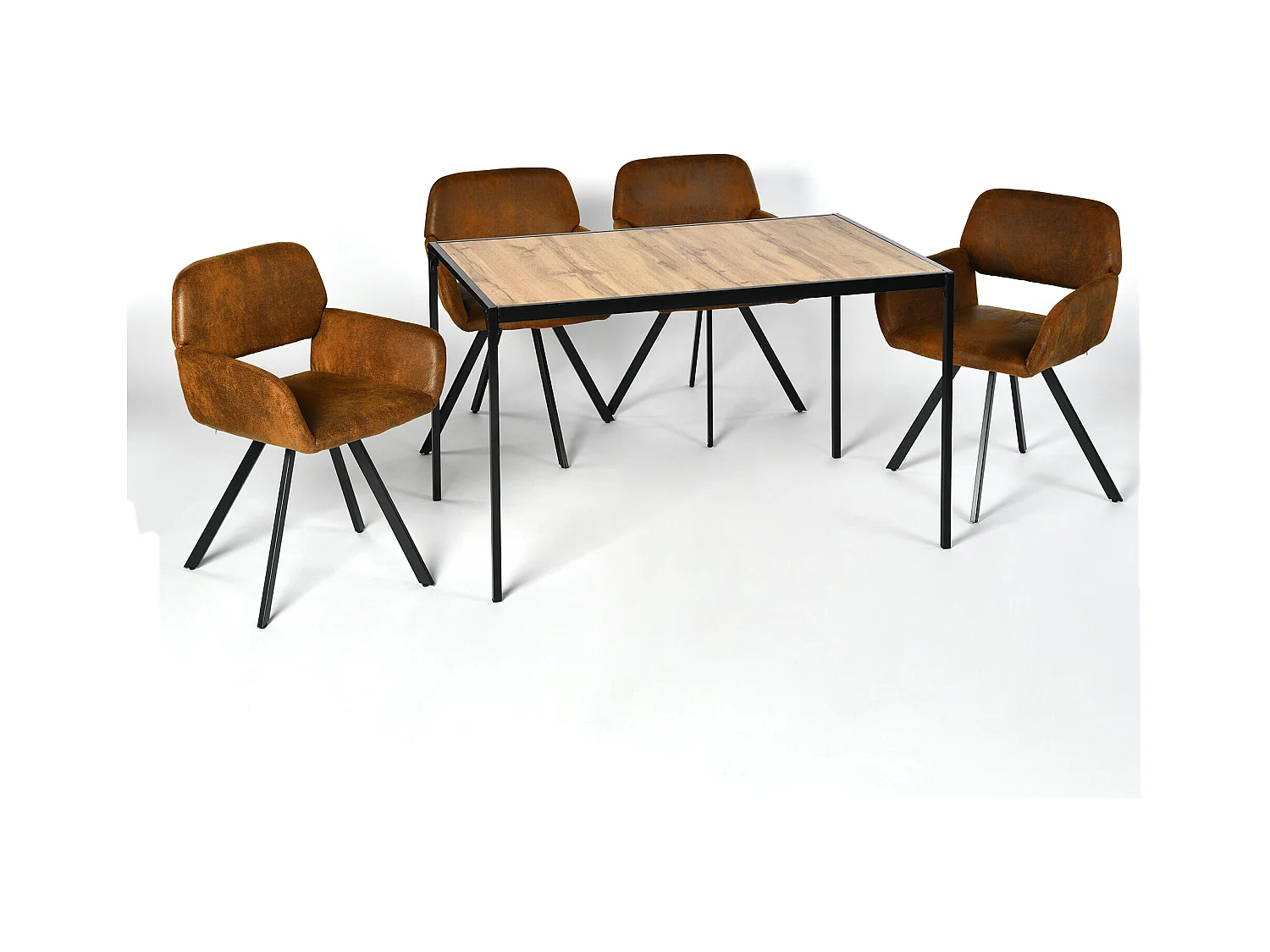 URBAN MEUBLE Ensemble de table et 4 chaises de salle à manger pivotantes style industriel et effet bois