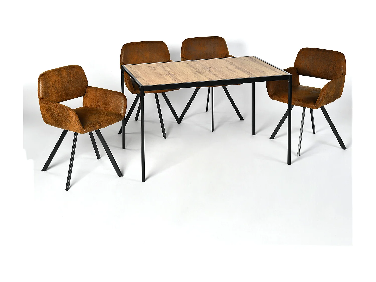 URBAN MEUBLE Ensemble de table et 4 chaises de salle à manger pivotantes style industriel et effet bois