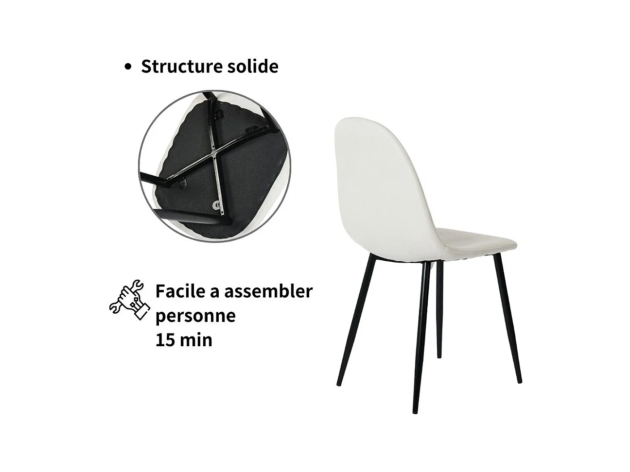 URBAN MEUBLE Ensemble table extensible marbre blanc et 4 chaises tissu beige