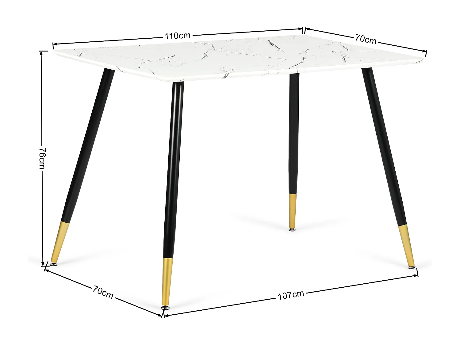 URBAN MEUBLE Ensemble table marbre blanc et 4 chaises suède brun pivotantes