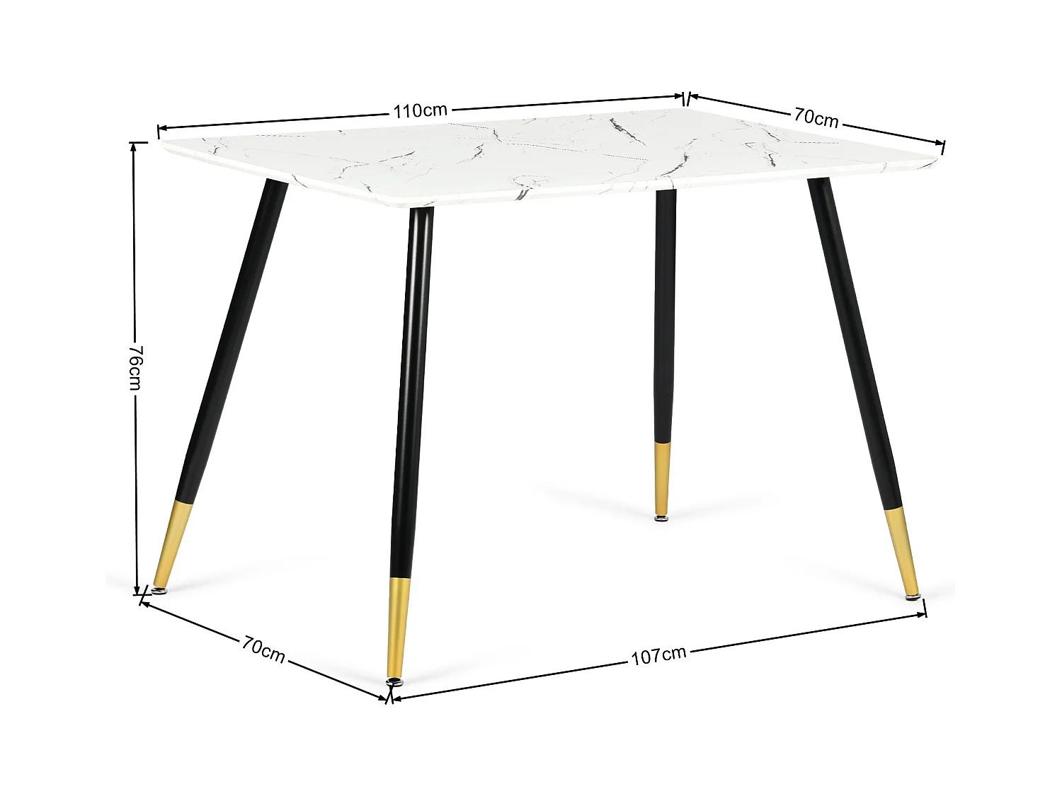 URBAN MEUBLE Ensemble table marbre blanc et 4 chaises suède brun pivotantes