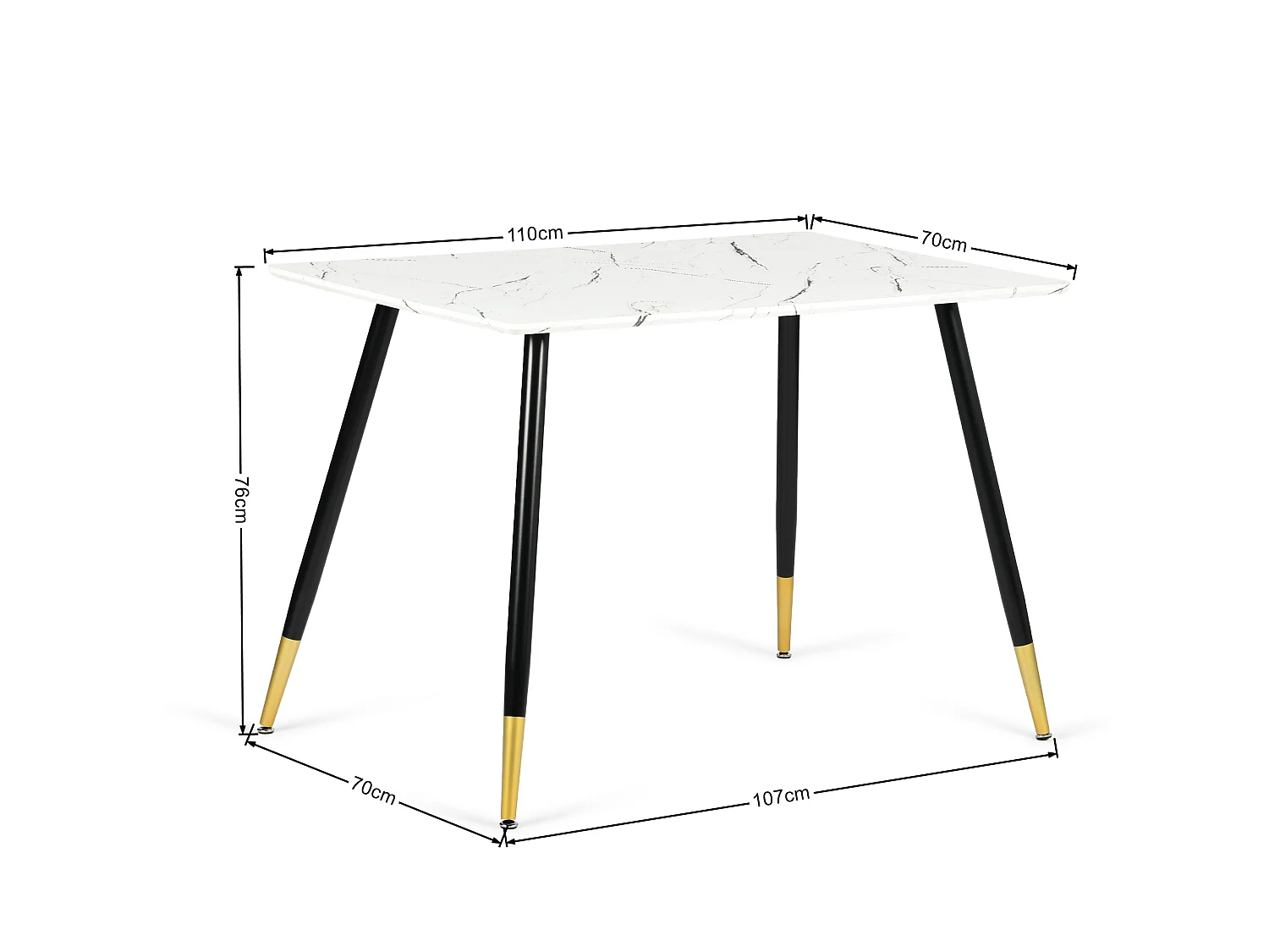 URBAN MEUBLE Ensemble table marbre blanc et 4 chaises suède brun pivotantes