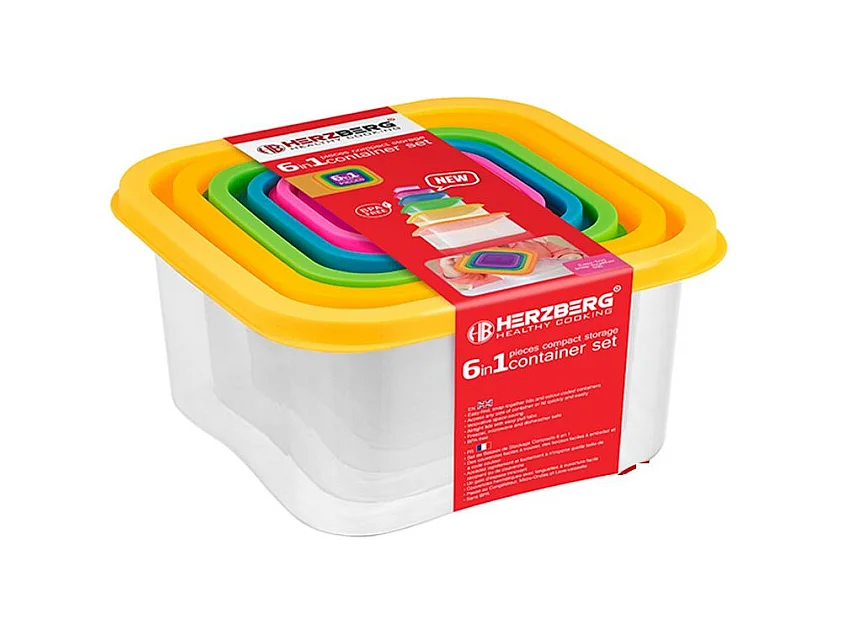 Herzberg HGSFS6N1 6-teiliges Lebensmittel-Aufbewahrungsbox-Set
