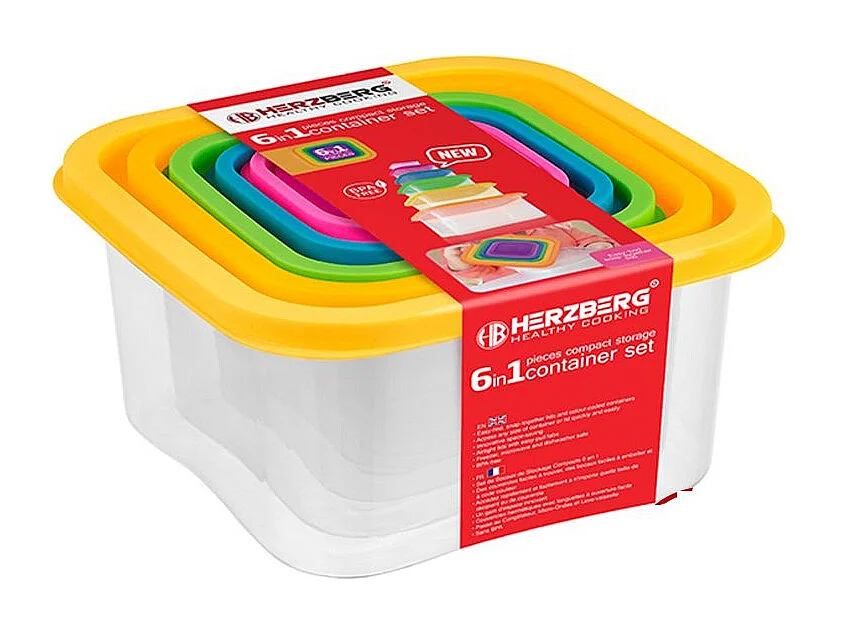 Herzberg HGSFS6N1 6-teiliges Lebensmittel-Aufbewahrungsbox-Set