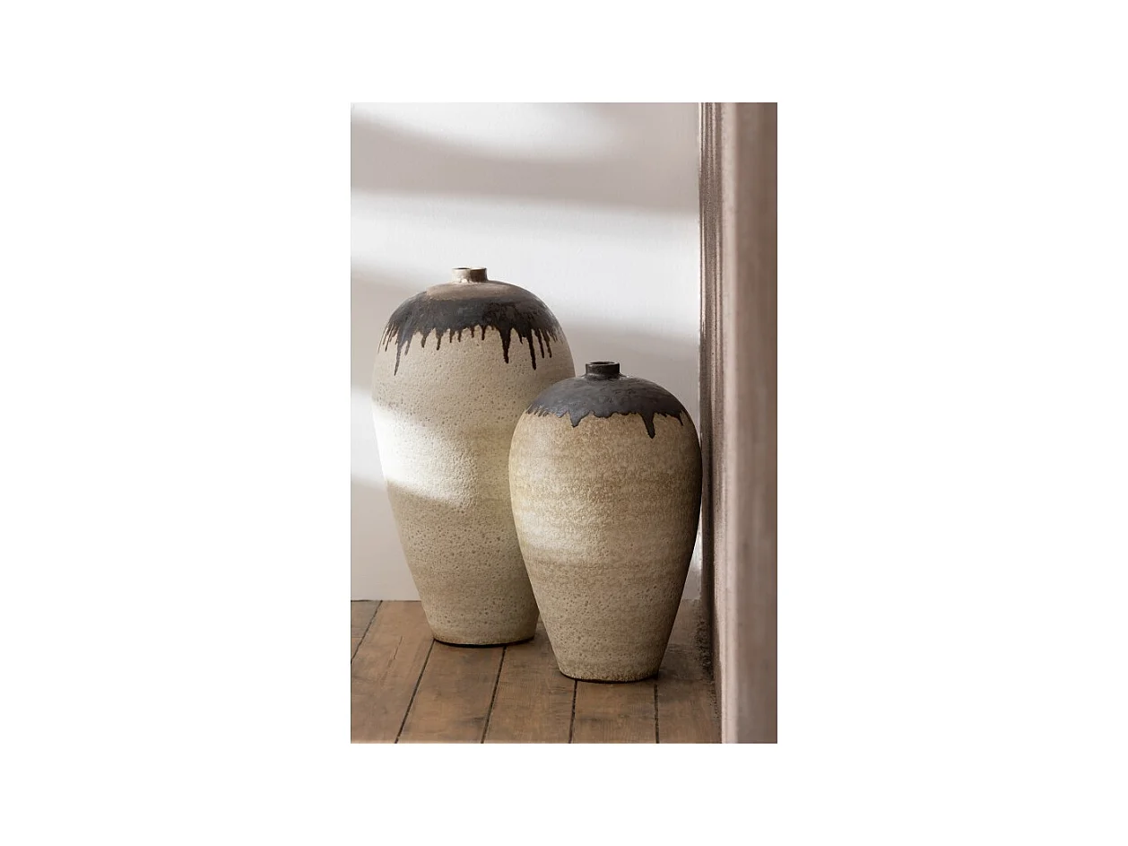 Jarrón de cerámica beige 36x36x56 cm