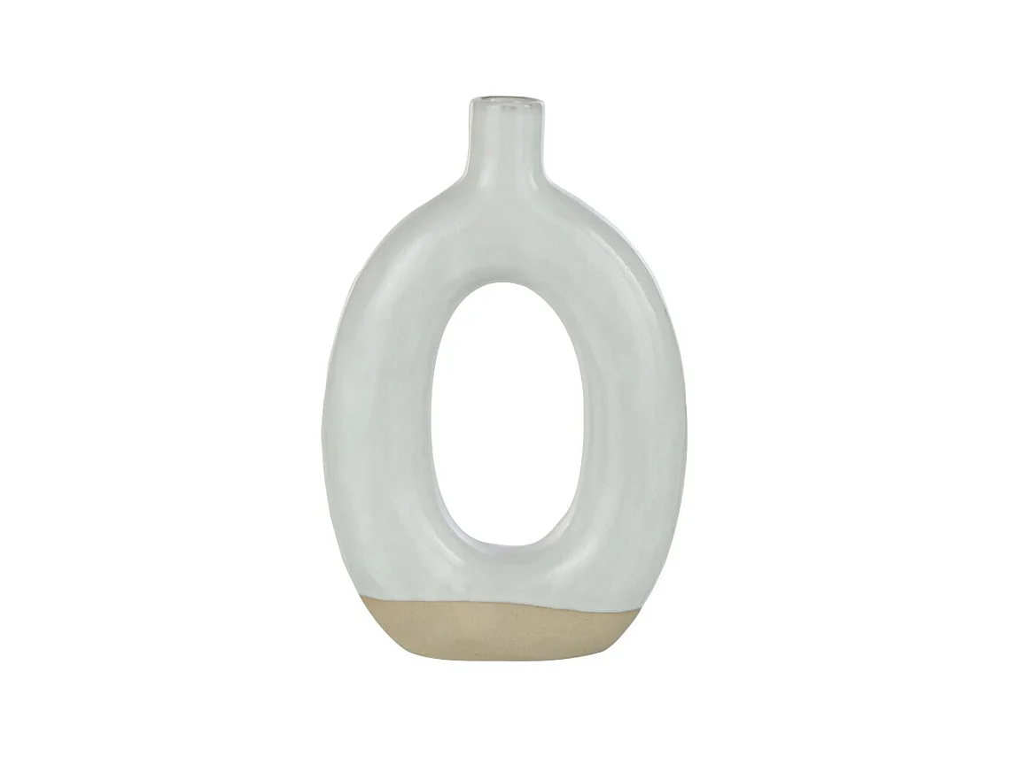 Jarrón ovalado de cerámica blanca 15x5x25,5 cm