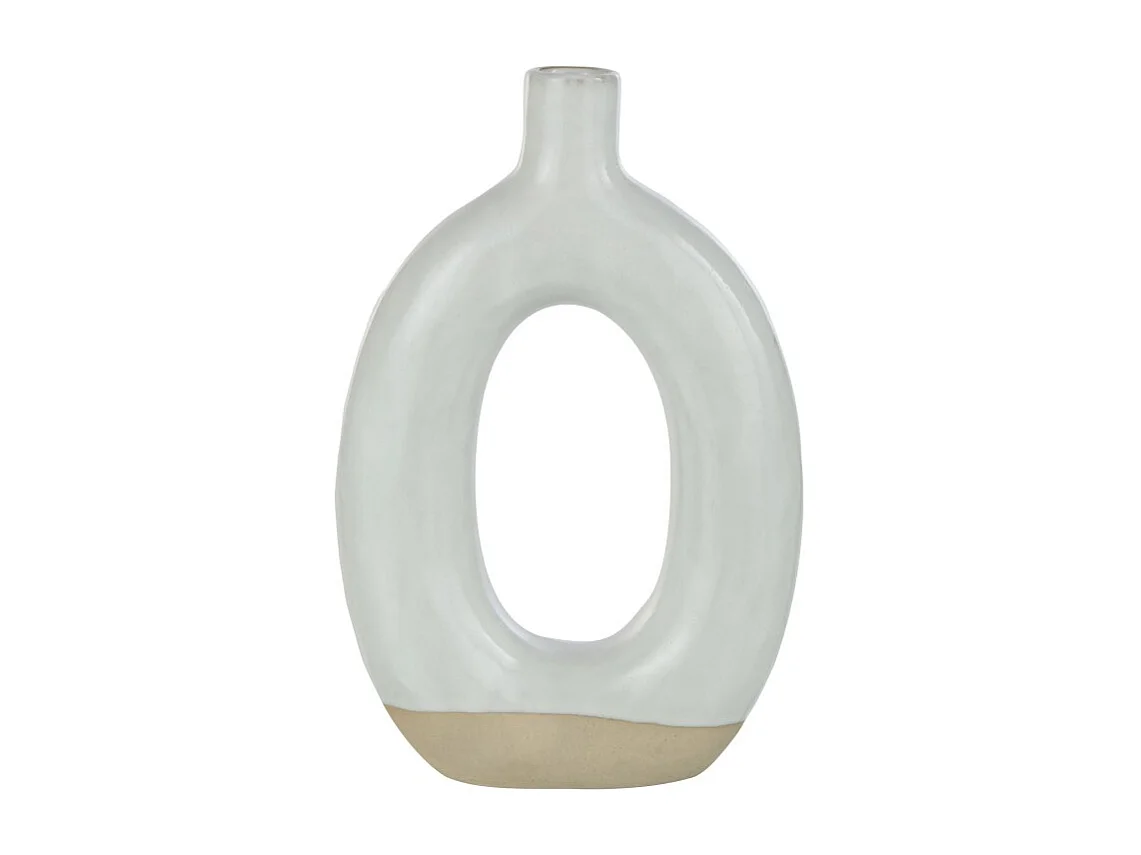 Jarrón ovalado de cerámica blanca 15x5x25,5 cm