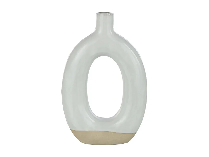 Jarrón ovalado de cerámica blanca 15x5x25,5 cm