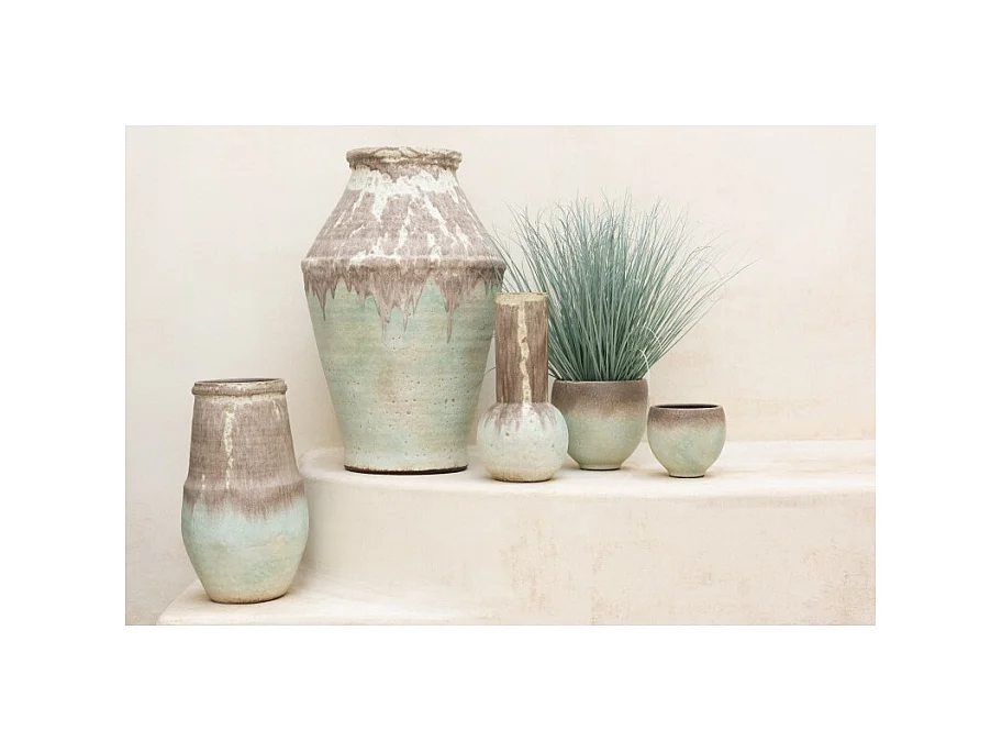 Jarrón de cerámica gris 25x25x47 cm