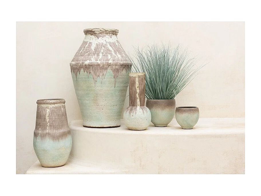 Jarrón de cerámica gris 25x25x47 cm