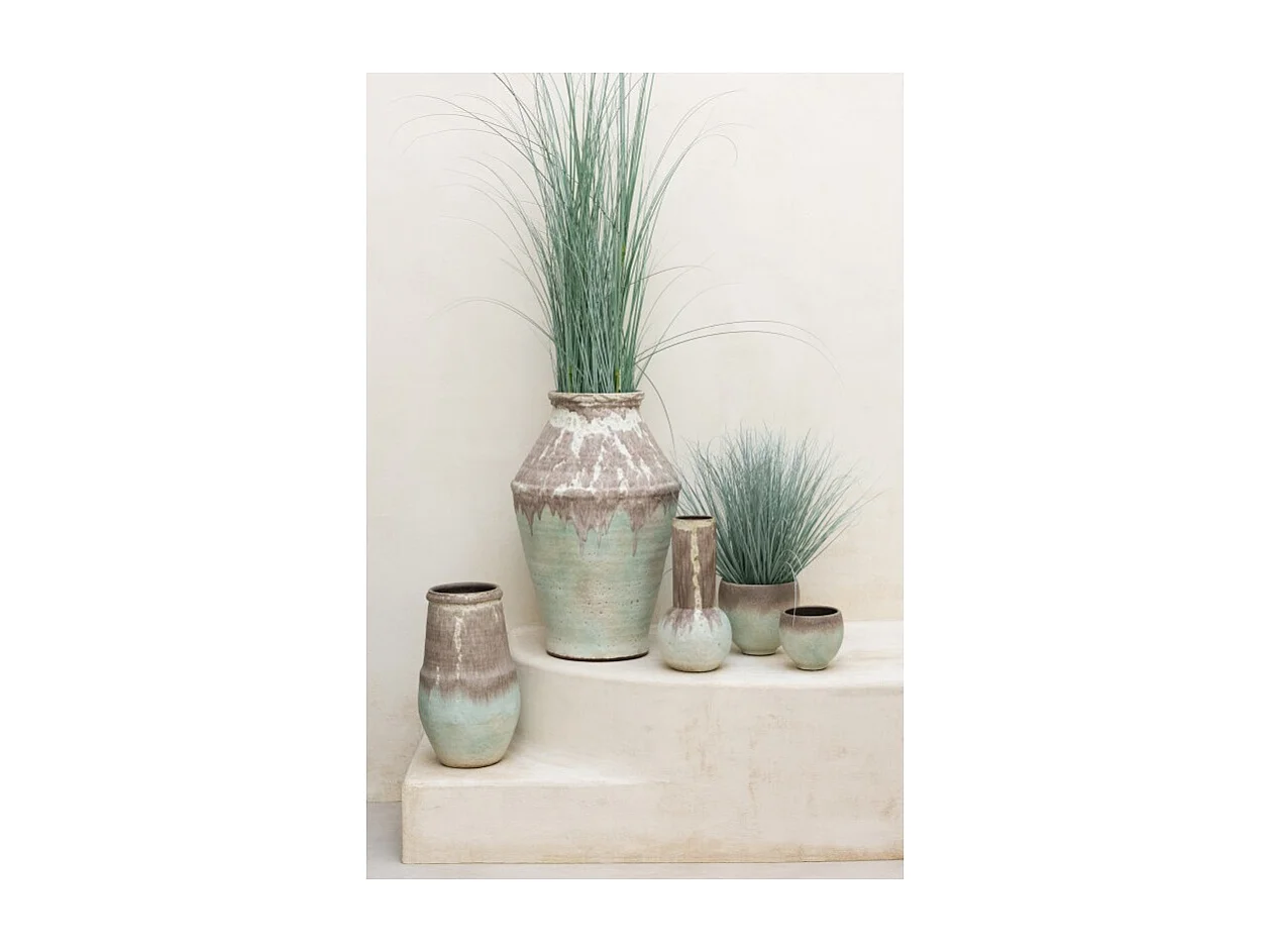 Jarrón de cerámica gris 25x25x47 cm