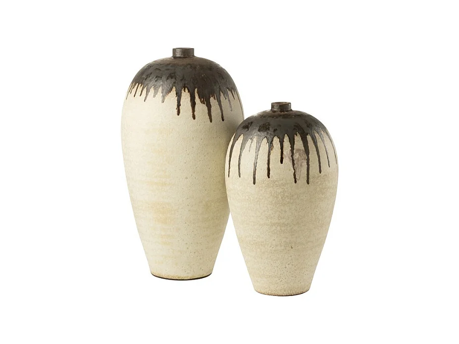 Jarrón de cerámica beige 38x38x72 cm