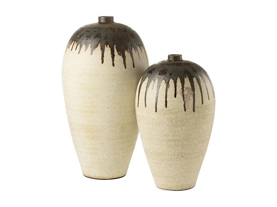 Jarrón de cerámica beige 38x38x72 cm