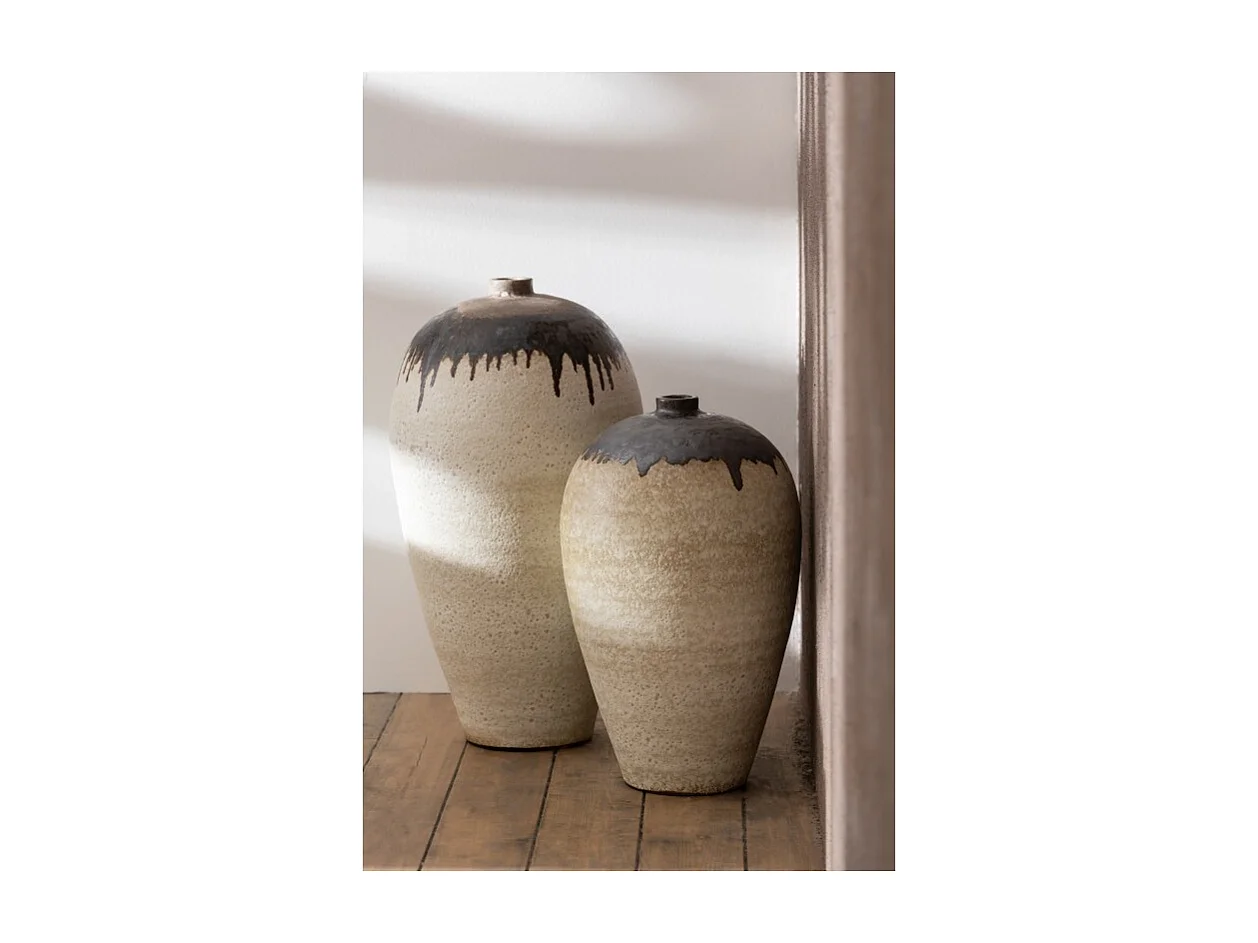 Jarrón de cerámica beige 38x38x72 cm