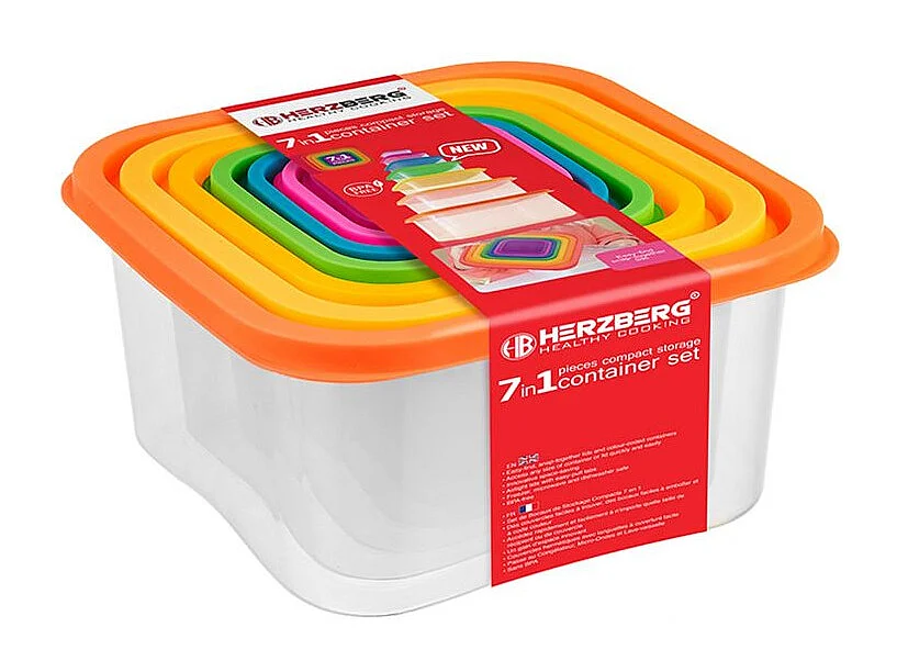 Set aus 7-teiligen Lebensmittel-Aufbewahrungsboxen Herzberg HG-SFS7N1
