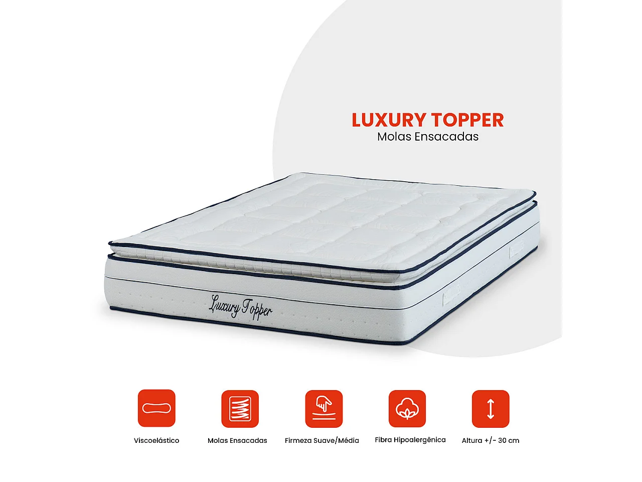 Colchão Luxury Topper - Mola Ensacada 190 x 135 cm