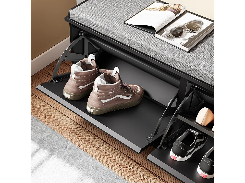 SoBuy awka wejściowa z klapą i poduchą, pojemność 158 kg, szary