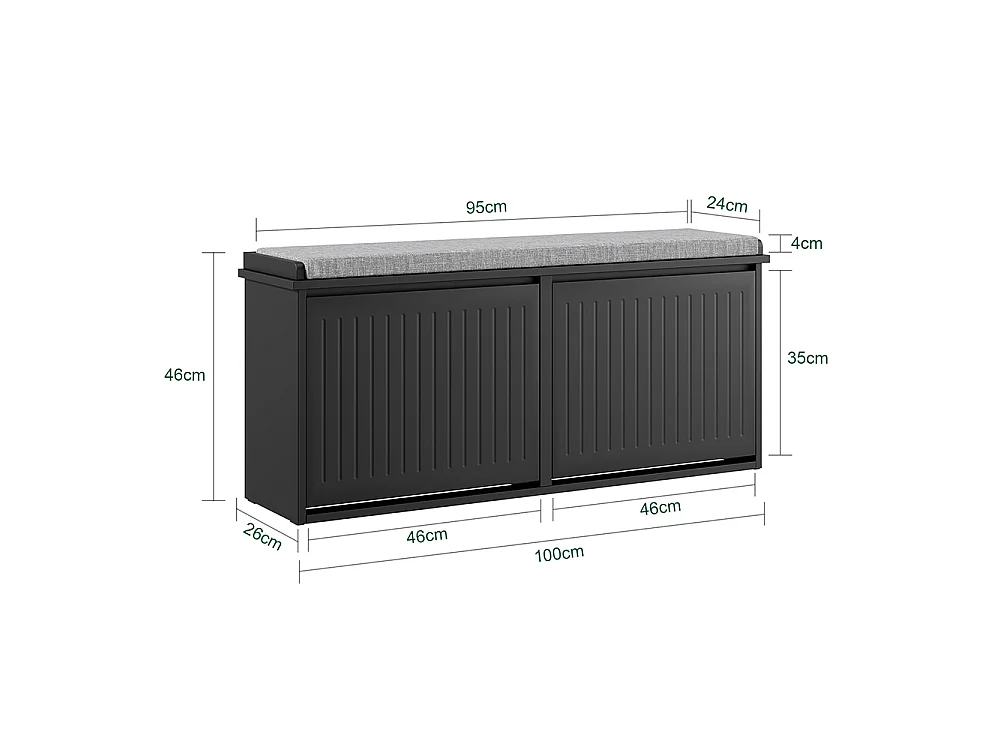 Slim Entrance Bench - Lift-Up Storage Compartment - Modern