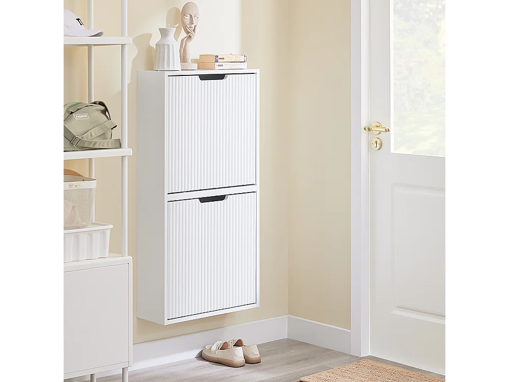 SoBuy Meuble à Chaussures Blanc 50x19x100cm MDF E1 35kg Montage Vertical/Horizontal