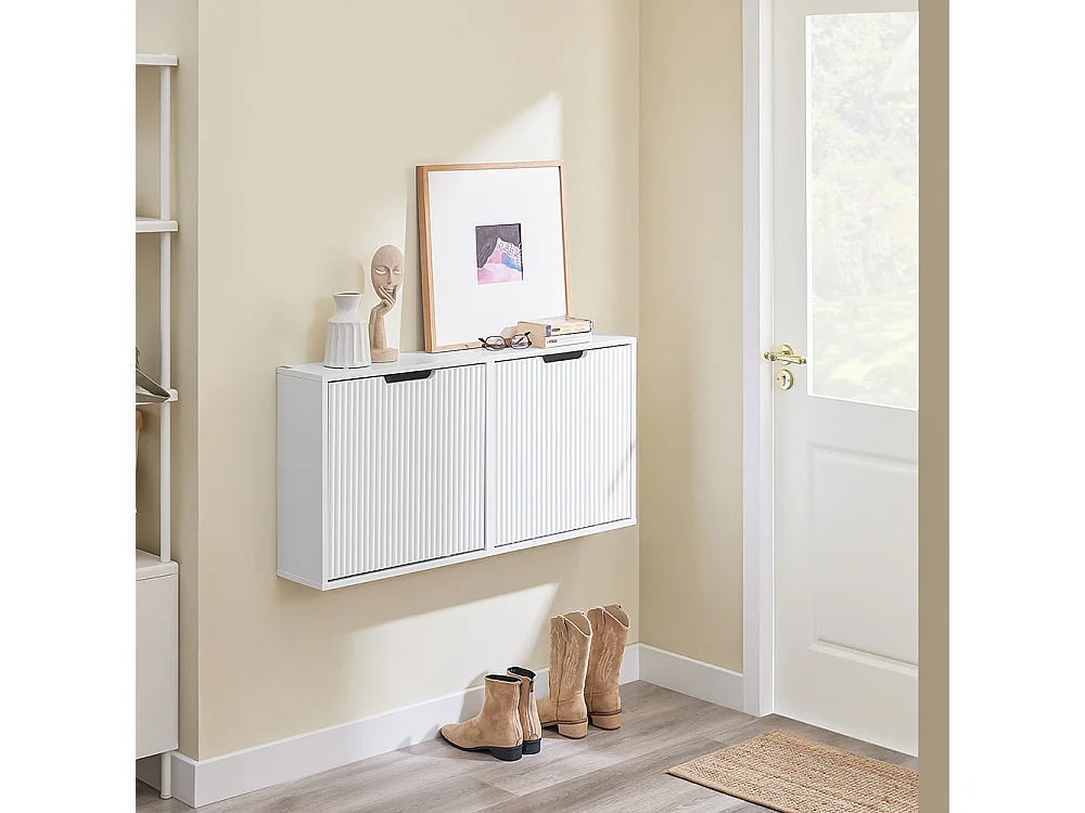 SoBuy Meuble à Chaussures Blanc 50x19x100cm MDF E1 35kg Montage Vertical/Horizontal