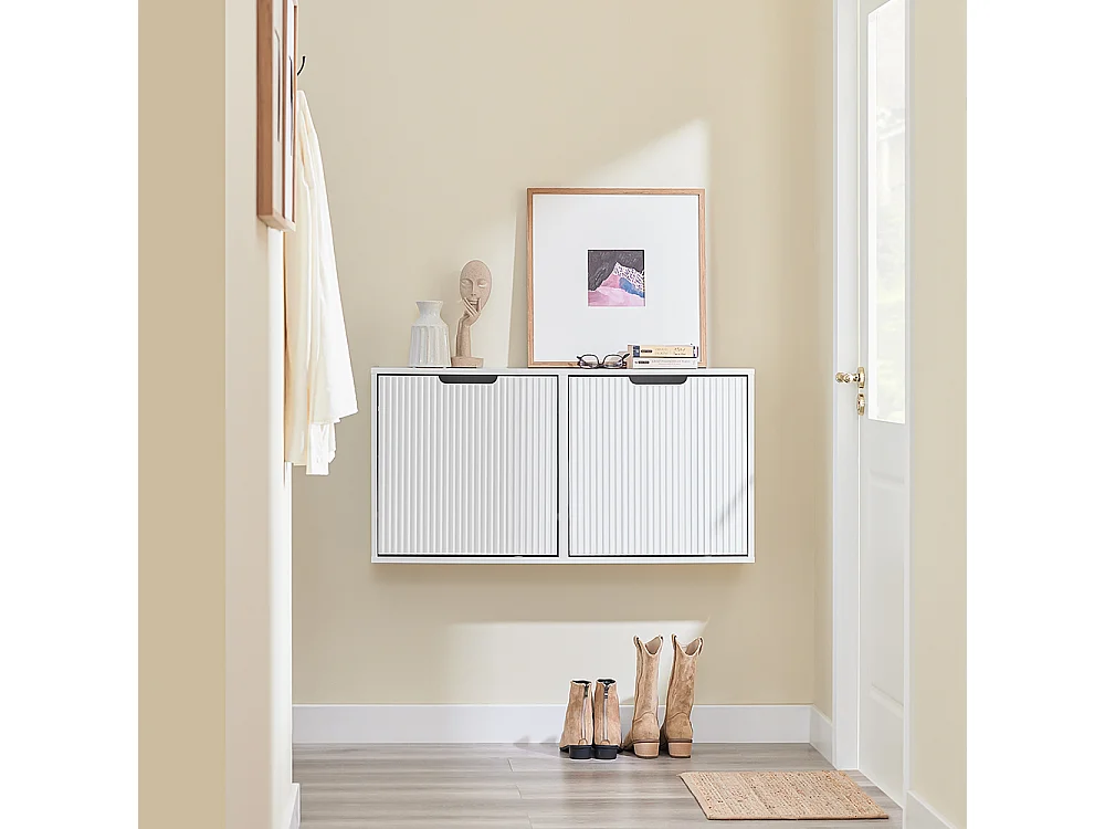 SoBuy Meuble à Chaussures Blanc 50x19x100cm MDF E1 35kg Montage Vertical/Horizontal