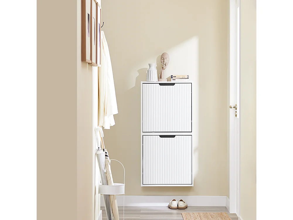 SoBuy Meuble à Chaussures Blanc 50x19x100cm MDF E1 35kg Montage Vertical/Horizontal