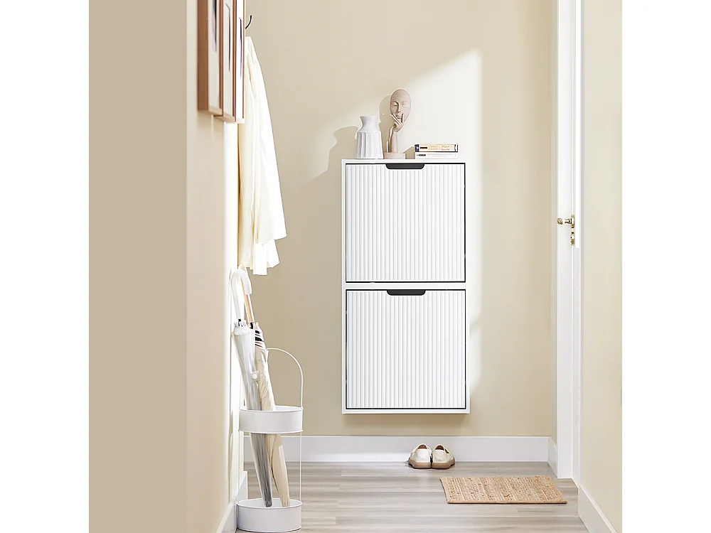 SoBuy Meuble à Chaussures Blanc 50x19x100cm MDF E1 35kg Montage Vertical/Horizontal
