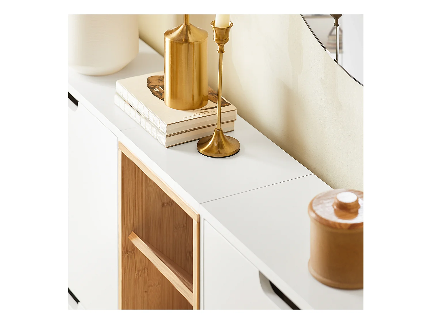 SoBuy Armoire à Chaussures Blanche 4 Portes avec Compartiments Ouverts