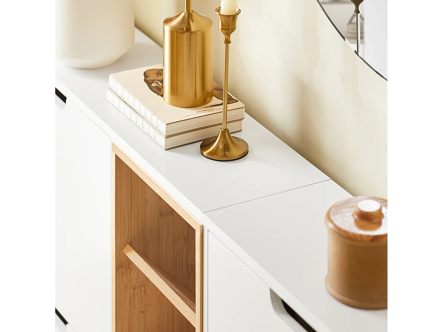 SoBuy Armoire à Chaussures Blanche 4 Portes avec Compartiments Ouverts