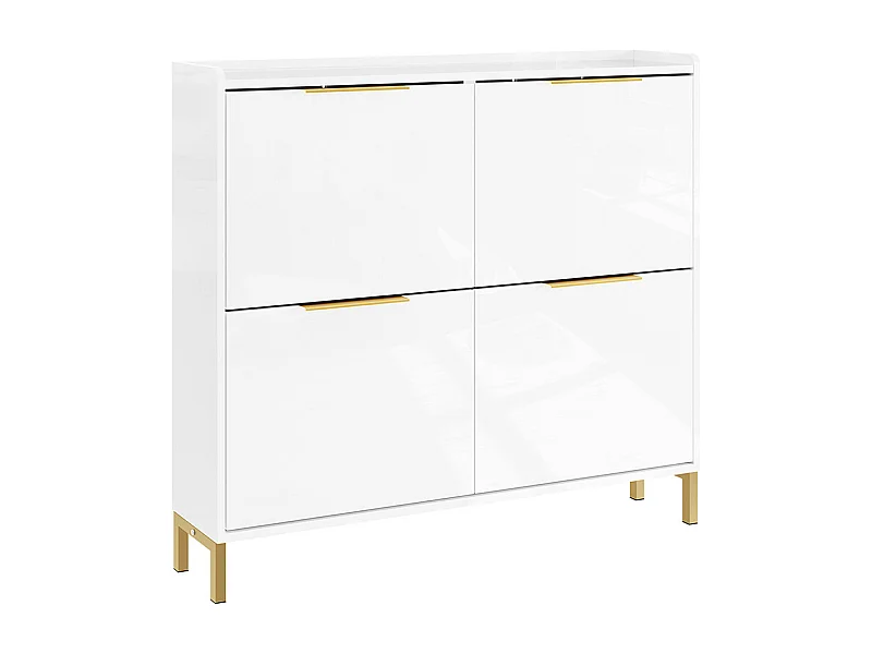 SoBuy Szafka na Buty Biała Skandynawski Design 4 Drzwi Składane