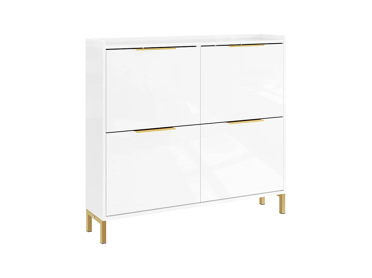 SoBuy Meuble à chaussures blanc 4 portes pliantes design scandinave