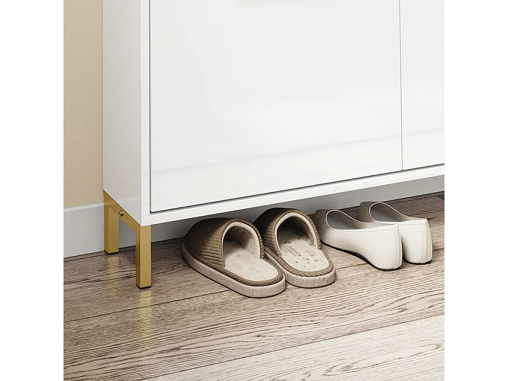 SoBuy Szafka na Buty Biała Skandynawski Design 4 Drzwi Składane
