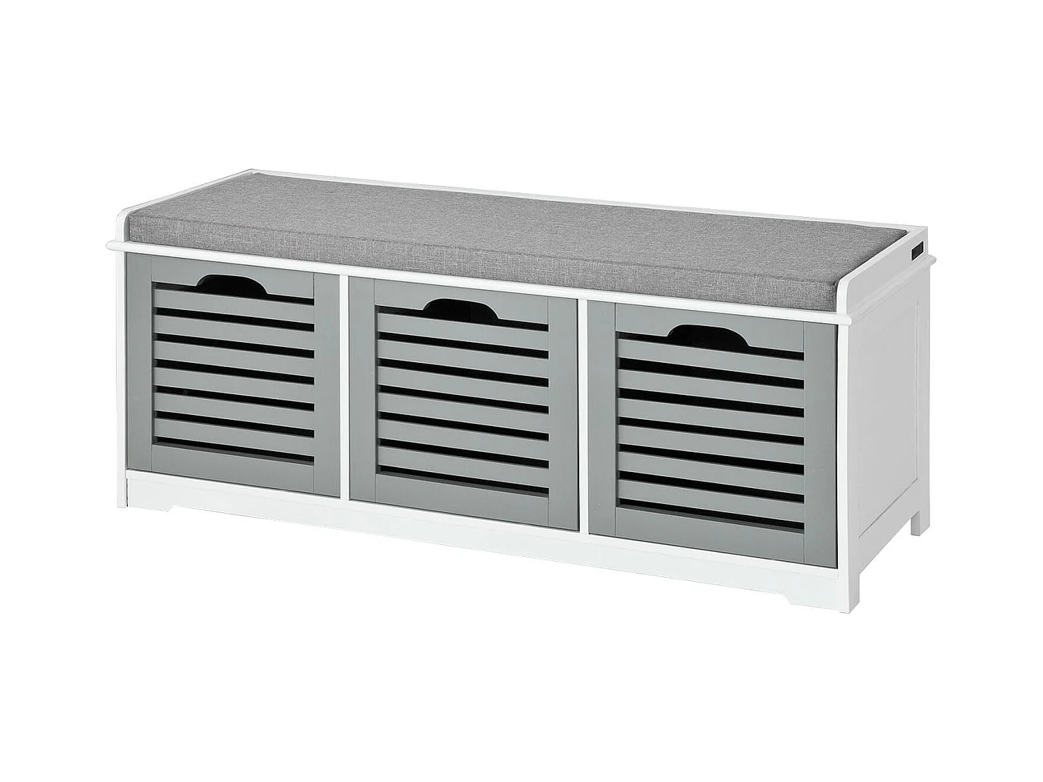 SoBuy Armoire à Chaussures Moderne avec Coussins et Paniers, Blanc Gris