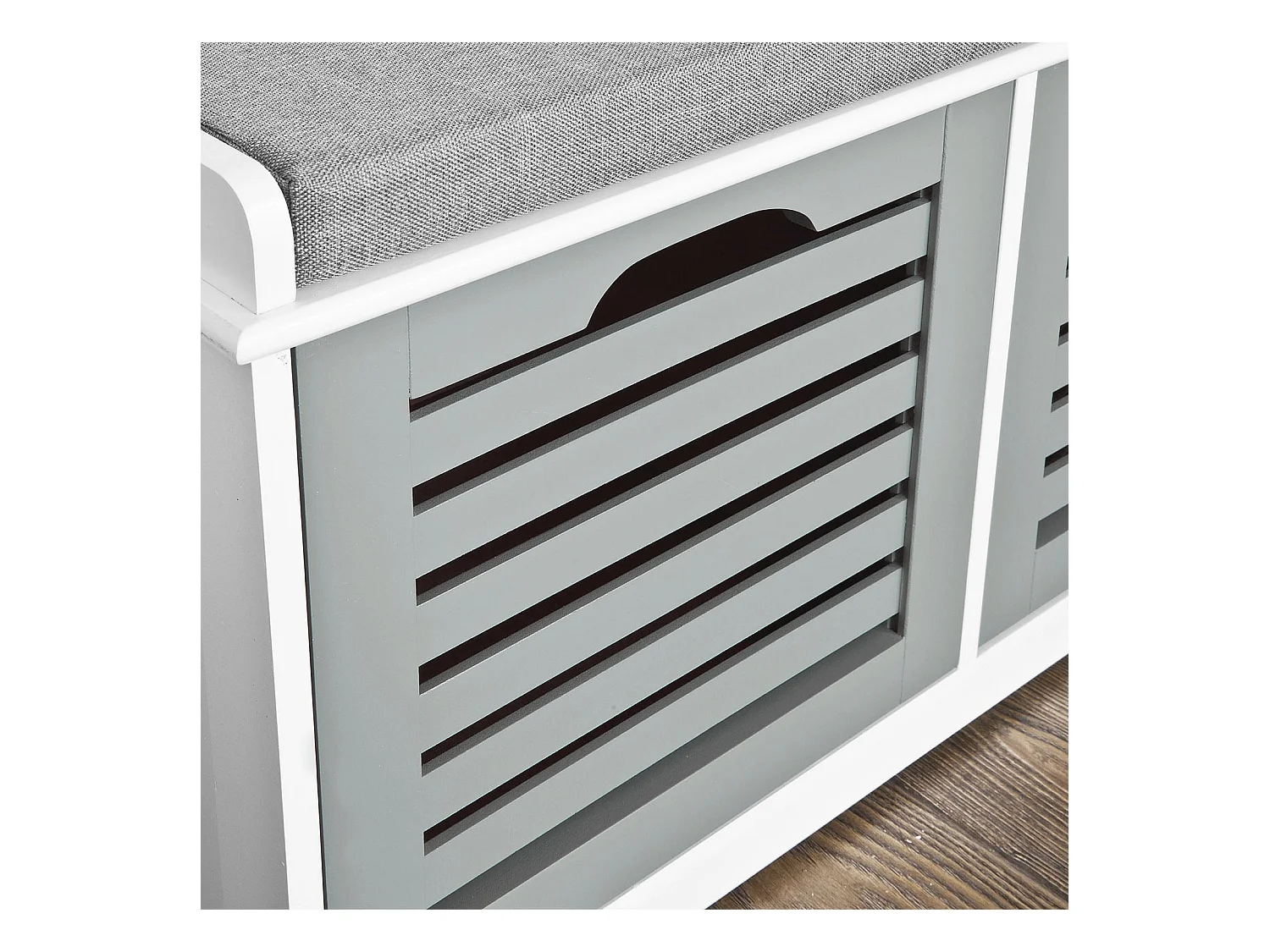 SoBuy Armoire à Chaussures Moderne avec Coussins et Paniers, Blanc Gris