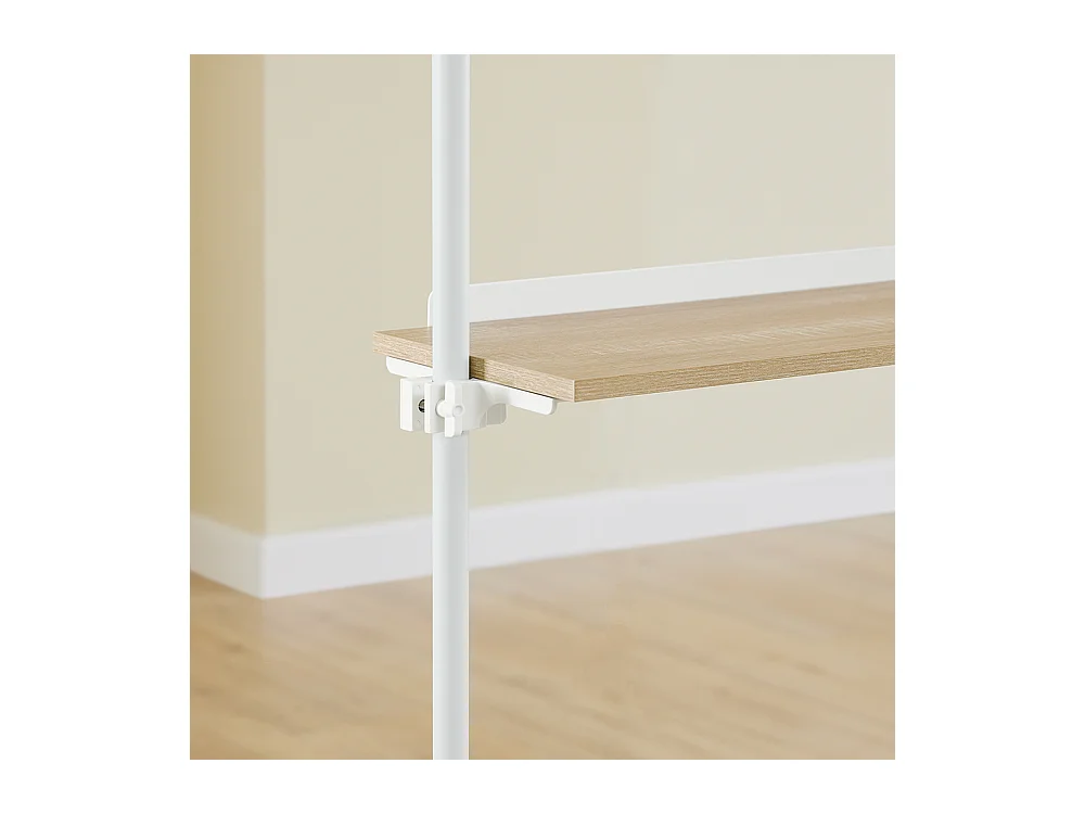 SoBuy Penderie télescopique à étagères et tringles réglables, Blanc