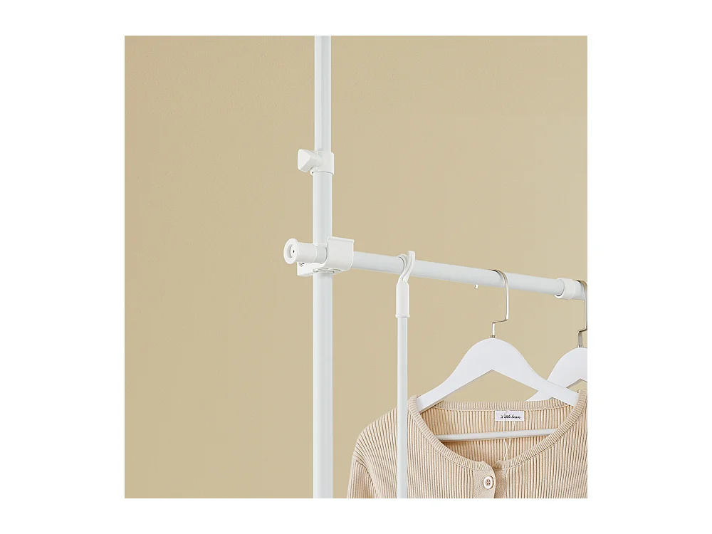 SoBuy Penderie télescopique à étagères et tringles réglables, Blanc