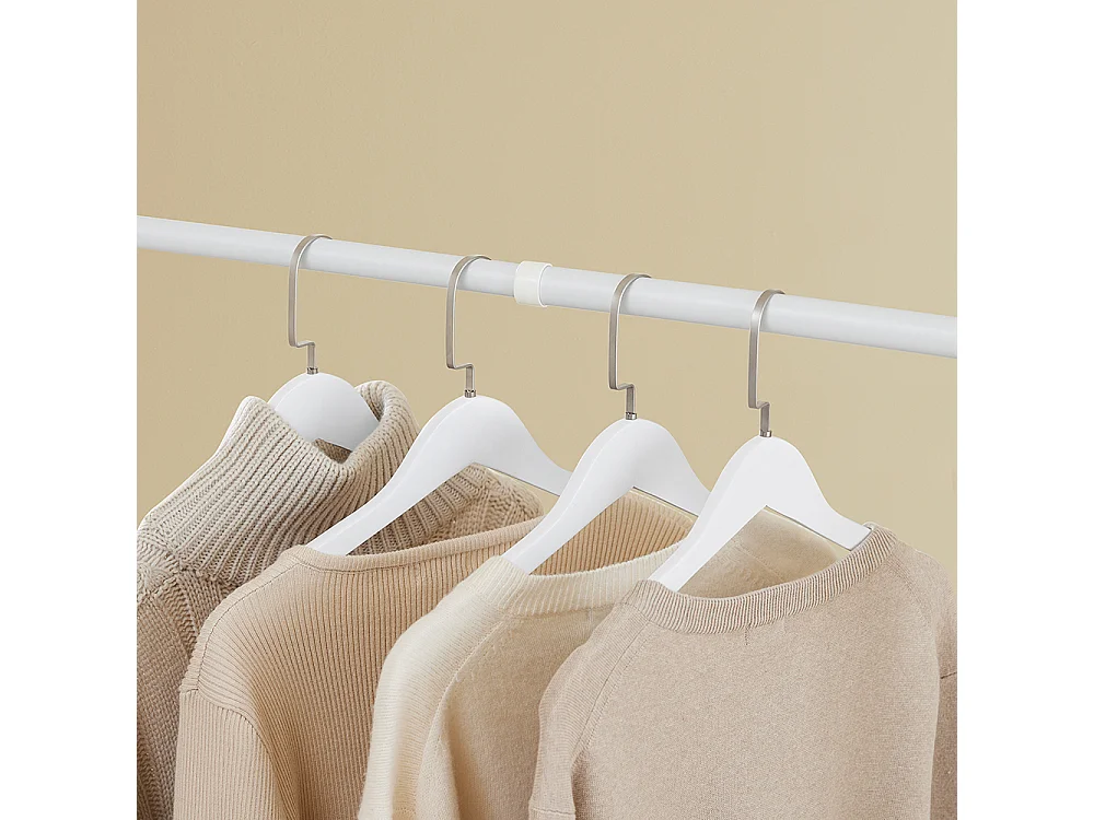 SoBuy Penderie télescopique à étagères et tringles réglables, Blanc