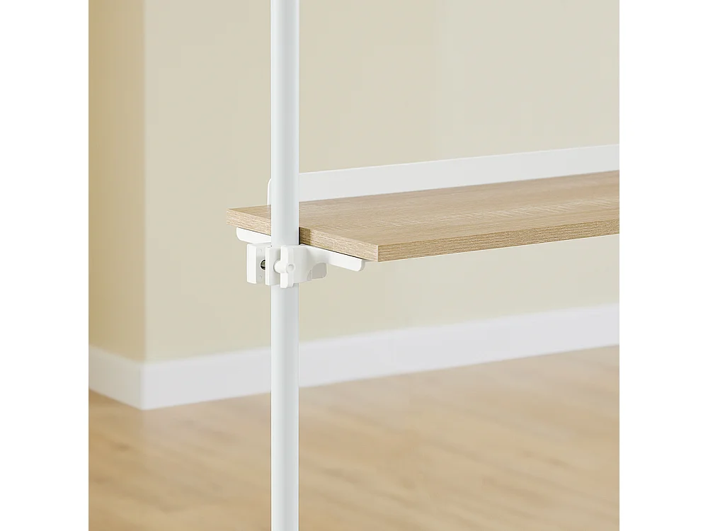 SoBuy Penderie télescopique à étagères et tringles réglables, Blanc