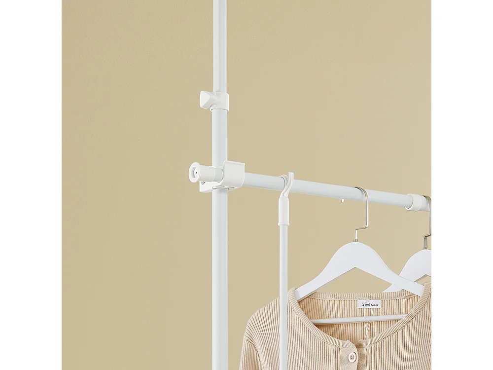 SoBuy Penderie télescopique à étagères et tringles réglables, Blanc