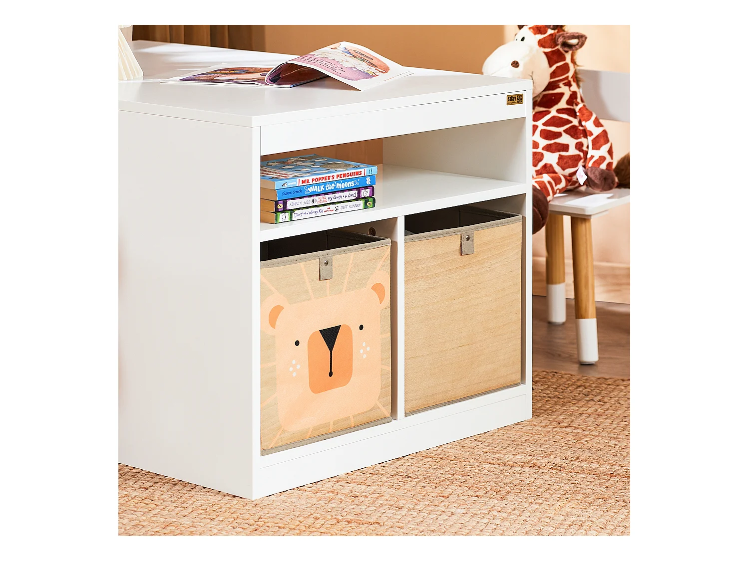 SoBuy Kindersitzgruppe mit 2 Stühlen und multifunktionalem Aktivitätstisch mit Stauraum in Weiß