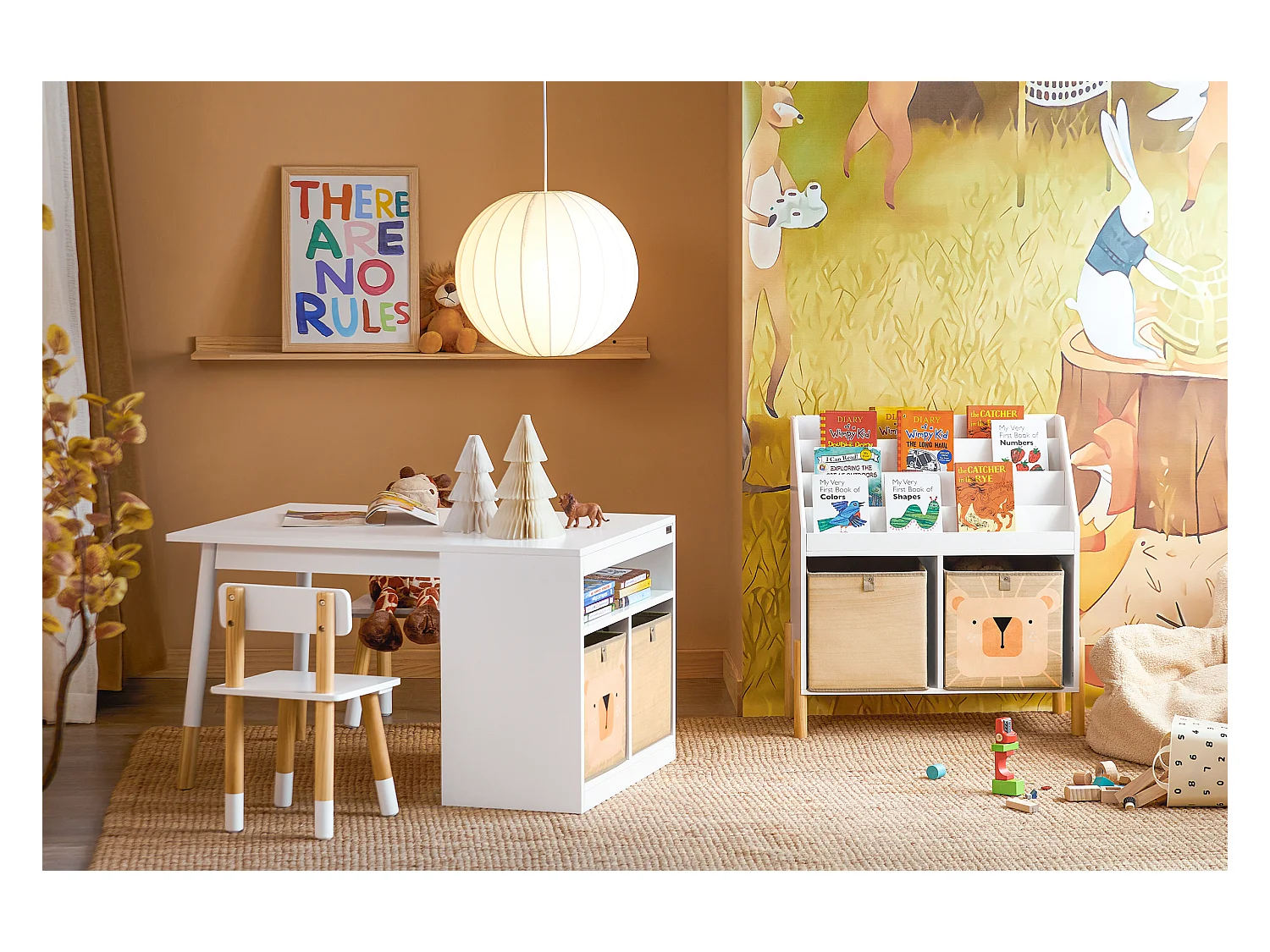 SoBuy Kindersitzgruppe mit 2 Stühlen und multifunktionalem Aktivitätstisch mit Stauraum in Weiß