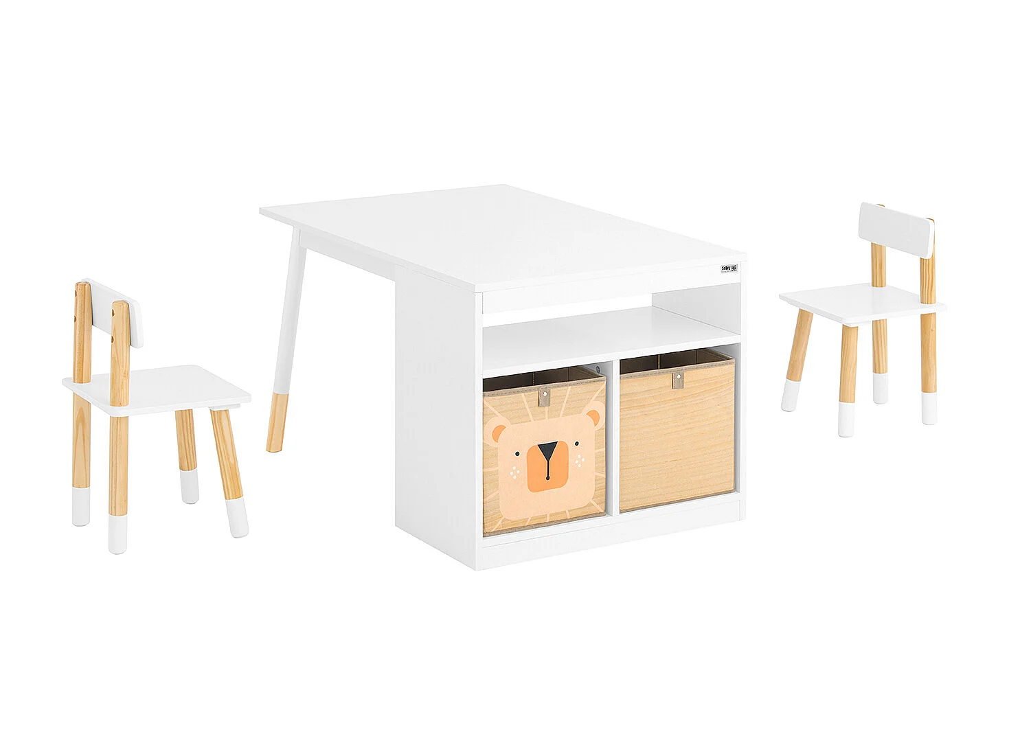SoBuy Table Enfant avec 2 Chaises, Bureau avec Rangement, Blanche