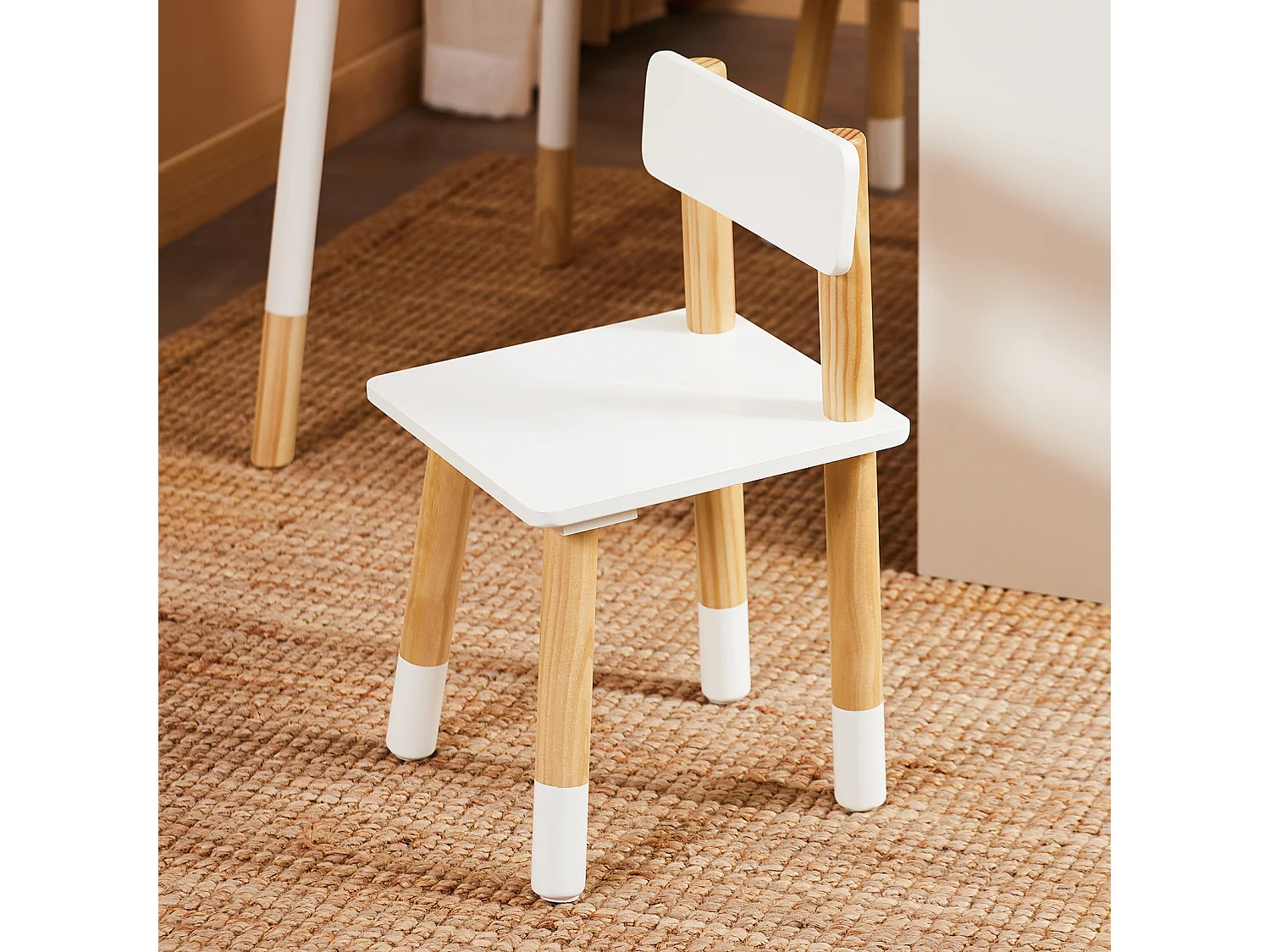 SoBuy Table Enfant avec 2 Chaises, Bureau avec Rangement, Blanche