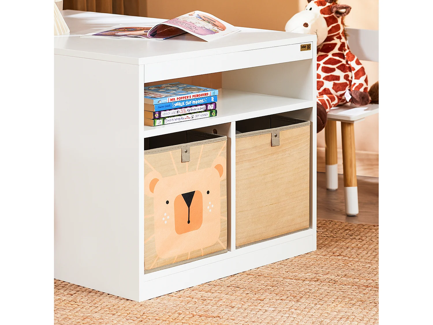 SoBuy Table Enfant avec 2 Chaises, Bureau avec Rangement, Blanche